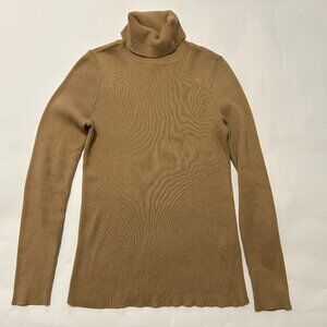 Vintage Ralph Lauren Womens brown Cotton Ribbed Turtleneck Sweater Womens Size M